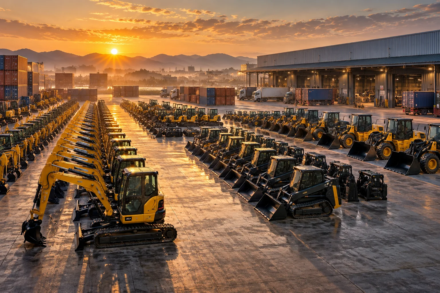 Large heavy equipment finished goods yard